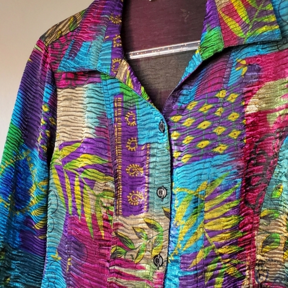 ✨️Metallic Colorblock Abstract Floral Jacket✨️